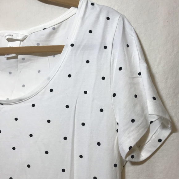 H&M Basics Black White Polka Dot Scoopneck Casual Short Sleeve Shirt Large L GUC - Picture 6 of 10